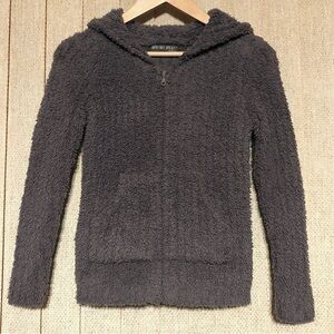 Barefoot Dreams CozyChic Zip Up Hoodie Ultra soft plush fabric. Smoky Gray. XS
